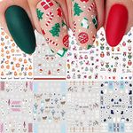 10 Sheets Christmas Nail Art Stickers Decals Self-Adhesive Xmas Reindeer Snowman Nail Supplies Nail Art Design Decoration Accessories