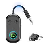 Bluetooth Transmitter Receiver, Aux Wireless Adapter Bluetooth 5.3, 2-in-1 Bluetooth Transmitter for TV, Airplane, Home Stereo, Speakers, Headphone, Car, 3.5mm Jack Dual Bluetooth Connection