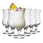 LAV 6X Clear 460ml Fiesta Pina Colada Glasses - Large Tall Hurricane Pineapple Martini Milkshake Party Drinking Glass Set