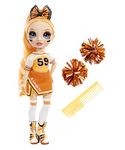 MGA Entertainment Rainbow High Cheer Poppy Rowan – Orange Fashion Doll with Pom Poms, Cheerleader Doll, Toys for Kids 6-12 Years Old