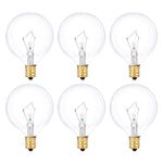 Simba Lighting Aromatic Wax Warmer Small Globe G16.5 Round Bulb 25W E12 Candelabra Base (6 Pack) for Chandelier, Ceiling Fan, Decorative Vanity Lights, Sconce, Clear Glass, 110V 120V, 2700K Warm White