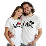 Matching Shirts for Couples Mr Mrs His and Hers MM Shirt for Valentine Men’s Women MM T-Shirt Set 17 Women M/Men XXL White