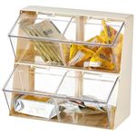 Tea Bag Organiser, Transparent Tea Coffee Storage Holder with 4 Drawers, Coffee Station Storage Box, Coffee Pod Holder for Tea Bags Capsules Creamer K Cup (Creamy White)