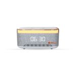 JUST CORSECA JC Sushi Elegant Bluetooth Speaker Alarm Clock with Wireless Charger | 20W Output | Noise | FM, USB, AUX, TWS | Snooze Timer (White)