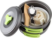 Cluemart Camping Cookware Set Outdoor Portable Oxidized Aluminum Alloy Camping Fishing Picnic Barbecue Cooking Set Backpacking Pans Pot Mess Kit Cooking Equipment Cookset Tableware (Green, 1 Person)