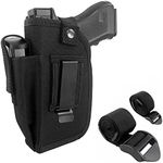 Depring Concealed Carry Holster with Mag Pouch Universal Fits Handgun with Laser or Light Attachment IWB OWB Car Ambidextrous Gun Holster with 2 Straps Black