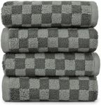 Jacquotha Soft Hand Towels 4 Pack, Grey Checkered Face Towel Set for Bathroom Kitchen, Decorative Quick Dry Towel 13x29 Inches