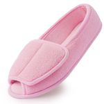 Git-up Ladies Diabetic Slippers/W Arthritis Edema Adjustable Closure Memory Foam House Shoes Open Toe, Pink, 4 UK