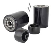 Pallet Jack/Truck Load Wheels Set (2 pcs) 3" x 3.75" with Bearings ID 20mm Poly Tread Black