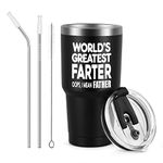 Qtencas World's Greatest Farter, I Mean Father Travel Tumbler Best Dad Tumbler Funny Birthday Christmas Gifts for Dad Husband Men Father's Day, 30 Oz Stainless Steel Insulated Tumbler, Black