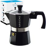 GROSCHE Milano Stovetop Espresso Maker Moka Pot 3 Espresso Cup - 5 oz, Black - Cuban Coffee Maker Stove top Coffee Maker Moka Italian Espresso greca Coffee Maker Brewer Percolator