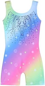 Arshiner Leotards for Girls Gymnastics with Shorts Color Gradient Shiny Diamond Kids Biketard