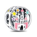 HAEPIAR S925 Silver Charm for Bracelet Necklace Sterling Silver Dangles Colorful Fantasy Castle for Women…