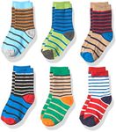 Jefferies Socks Little Boys Stripe Cotton Crew Socks 6 Pair Pack, Multi, Medium