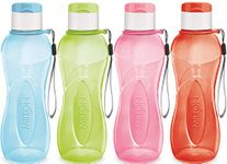 MILTON Sports Water Bottle Kids Reusable Leakproof 25 Oz 4-Pack Plastic Wide Mouth Large Big Drink Bottle BPA & Leak Free with Handle Strap Carrier for Cycling Camping Hiking Gym Yoga (MultiColor 1)