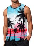 American Flag Tank Tops for Men 4th of July Shirts Sleeveless Muscle Tank Top Graphic 1776 Gym Workout Patriotic Tank Top, Blue+coconut, Large