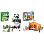 LEGO 21245 Minecraft The Panda Haven Set, Movable Toy House with Baby Pandas Animal Figures & 21178 Minecraft The Fox Lodge House, Animal Toys, Birthday Gifts for Kids