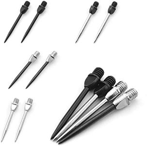 DGHAOP Steel Dart Tips 12pcs Flat Head Replaceable Dart Steel Tip 2BA Thread Darts Needle Accessories for Soft Tip Become Metal Needle Tips Darts 4 Types