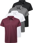 Ullnoy Golf Polo Shirts for Men Quick Dry Fit Moisture Wicking Mens Polo Shirts Athletic Casual Collared Golf Shirt with Buttons 4 Pack Black/White/Gray/Wine L