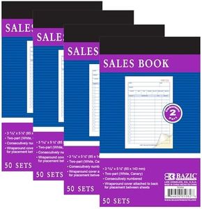 BAZIC Products General Purpose Sales Order Book, 3 11/32" x 5 5/8", 50 Sets Per Book, Sales Book 2 Part Carbonless, White & Bound Wraparound Cover, Order Forms for Business, 4 Books