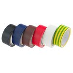 CORAL 71350 Essentials Electrical Tape 19MM 5M roll 6 piece pack set Black White Blue Red Brown Green and Yellow