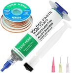 TANG HONG Solder Paste & Solder Wick Kit,Sn42% Bi58% Lead Free Solder Paste,138℃ Low Melt Solder Paste 30g (1 PACK), 4.9Ft Desoldering Wick Braid Remover Solder (1 PACK)