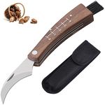 DULEES Mushroom Knife with Brush, Mushroom Hunting Foraging Knife Grafting Knife Sharp Carbon Steel Folding Hunting Knife, Fungus Foraging Tools for Morels, Porcini, Chanterelles, Truffle