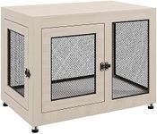 PawHut Dog Crate Furniture End Table w/Soft Washable Cushion, Two Doors, Indoor Pet Kennel for Small Medium Large Dogs w/Wire Mesh, Oak