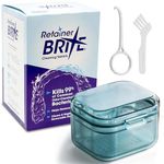 Retainer Brite Cleaning Kit Including 96 Tablets (3 Month Supply) and Case - Retainer Box Ideal for retainers, mouthguard, dentures, invisalign. Removes Plaque and Tartar. (Blue)