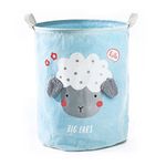 House of Quirk Round Laundry Basket, Cute Cartoon Kids Nursery Hamper,Boys Toy Storage Organizer,Childern Cloth Storage Basket,Baby Laundry Hamper,Nursery Bin Box Room Decoration (Blue Sheep)