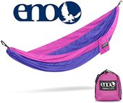 ENO Singlenest Hammock Purple Fuchsia Soft Breathable Fabric 70 Denier High Tenacity Nylon Taffeta Heavy Duty Triple Stitched Fast Dry Compression Stuffsack Aluminium Wiregate Carabiners Weight 454 g