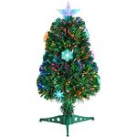 Yaheetech 2ft/60cm Fibre Optic Tabletop Christmas Tree with Multicolor Snow Flake Lights Prelit Artificial Xmas Tree Holiday Decoration for Home/Office 1Pack