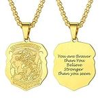 PROSTEEL Personalised Name Necklace St Michael The Archangel Prayer Pendant Necklace Gold Plated Medal Blessing Gift For Men