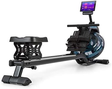 CAPITAL SPORTS Flow M Water Rowing Machine Rowing Bench - Water Rower, Home Training Device, Compact, Even & Joint-Gentle Training, 80 cm Long Slide, Water Resistance, 6 Steps, Black
