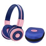 SIMOLIO Wireless Headphones Girls, Bluetooth Foldable Childrens Headphones with Mic and Volume Limited, Over-Ear Stereo Headset for Fire Tablet iPad School Travel Airplane Cellphones, Wired Mode Pink