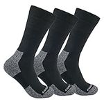 Carhartt Men's Midweight Stretch Top Sock 3 Pack, Black, X-Large