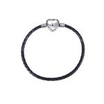 KunBead Jewelry Braided Ladies Mens Childrens Black Leather Bracelets for Charms