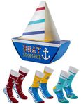 Rainbow Socks – Man Woman Novelty Socks - Marine Boat Socks – 3 Pairs – Boat Sea Anchor – Size UK 4-7 EU 36-40