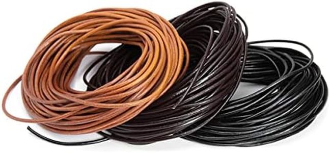 WUTA Cowhide Round Leather String Cords: Genuine Leather String for Jewelry Making Bracelet Necklace Beading Making Lanyards DIY Crafts(3 Colors, 2.0mm x 11 Yards)