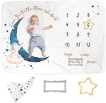 Luka & Lily Baby Milestone Blanket - Ultra Soft Fleece Monthly Milestone Blanket for Baby Girl and Boy - Perfect for Baby's First Year Growth Chart - Monthly Baby Milestone - Elephant Moon - 60"x40"