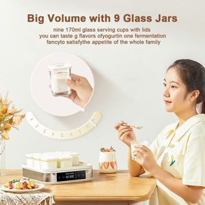 Automatic Digital Yogurt Maker – 9 Glass Jars, Easy Control