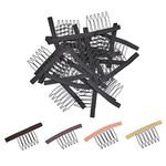 24 Pcs Wig Combs to Secure Wig 6-Teeth Wig Comb Wig Clips with Cloth for Making Wig Caps Wigs (Black)