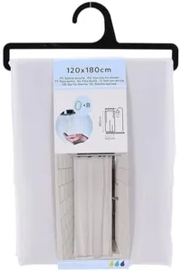 EVIDECO French Home Goods White Stall Shower Curtain Half Size Polyester 8 Rings 72" L x 48" W