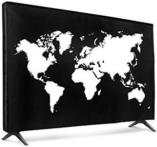 kwmobile Dust Cover for 32" TV - Flat Screen TV Protector - Travel Outline White/Black