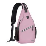 MOSISO Sling Backpack, Multipurpose Crossbody Shoulder Bag Travel Hiking Daypack, Soft Pink