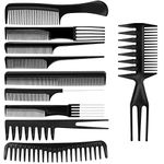 10 Pcs Hair Combs Set Wide Tooth Comb Anti-static Barber Comb Fine Hair Styling Comb Professional Hairdressing Comb Detangling Combs Rat Tail Comb for Long Wet Thick Curly Hair Men Women Salon & Home