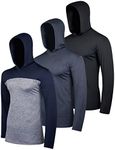 3 Pack: Men’s Quick Dry Fit Moisture Wicking Long Sleeve Active Athletic Hoodie Performance Hooded T Shirt Workout Running Fitness Gym Sports Casual Sweatshirt UPF 50 Outdoor Hiking-Set 3, XX-Large