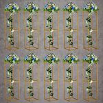 YALLOVE 10 Pcs 31.5 Inch Metal Flower Stand, Gold Centerpieces Vases Stand with Clear Acrylic Sheets, Geometric Display Rack for Wedding Party Decorations