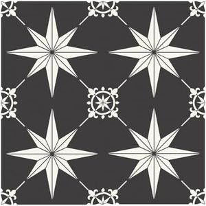 MORCART Peel and Stick Floor Tile - 20 PCS, 8" x 8" Vinyl Flooring - Waterproof Self-Adhesive Floor Tile for Bathroom, Kitchen, Living Room, Bedroom - Black and White/Retro Floral Look