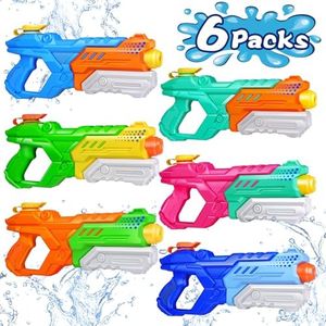 Quanquer 600cc Water Guns for Kids & Adults - 6 Pack Super Squirt Blasters Soaker with Long Range, High Capacity Pump Action, Summer Swimming Beach Outdoor Water Fighting Play Pool Toys for Boys Girls